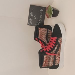 Vans High Top Black and Raspberry Skater Shoe